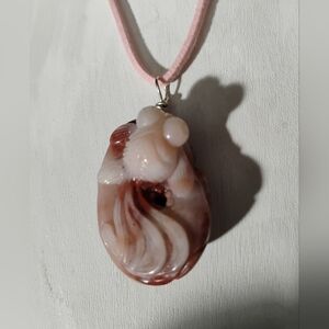 Carved Jasper Goldfish Pendant